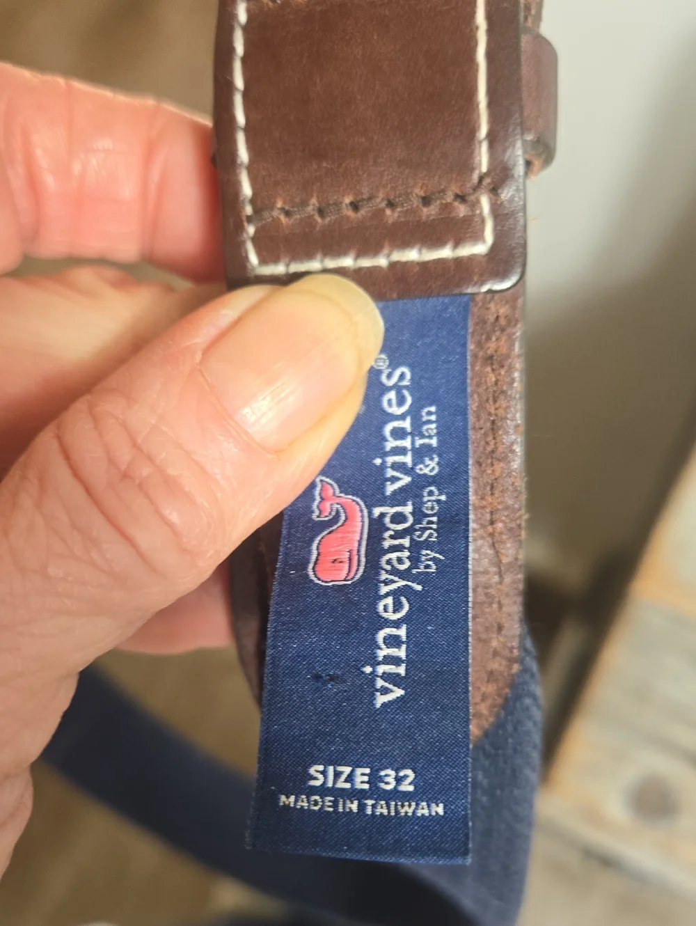 Vineyard Vines Leather And Fabric Green Silk Shamrock Belt